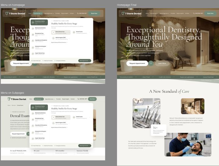 Website Design & SEO for a New Dental Practice 7 Stone Dental 3 7 Stone Dental homepage UI UX design created in Figma by Wowbix